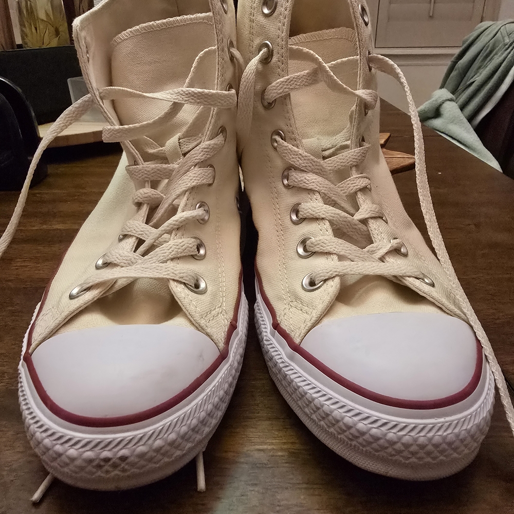 Converse High-Top Sneakers In Parchment, size 10